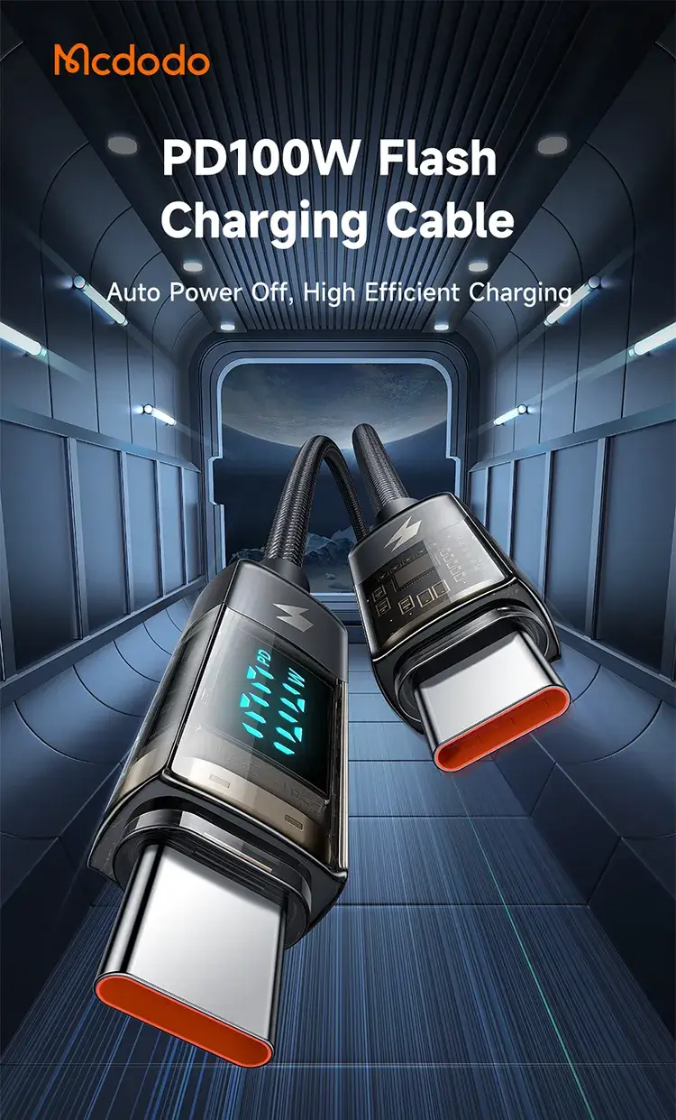 Mcdodo CA-361 100W Digital Display Type-C to Type-C Cable with Auto Power Off 1.2m